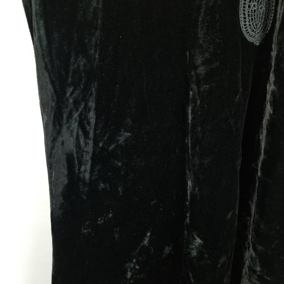 Foxiedox Black Velvet Lace Trim Midi Slip Dress - Picture 4 of 9